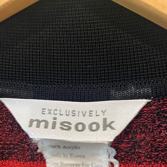 Exclusively Misook Alfred Red & Black One Piece Cardigan  Size M - Picture 3 of 6